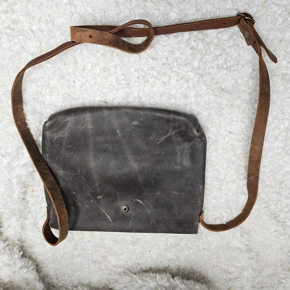 In Blue Handmade Distressed Leather Made in USA Crossbody‎ - Picture 4 of 6